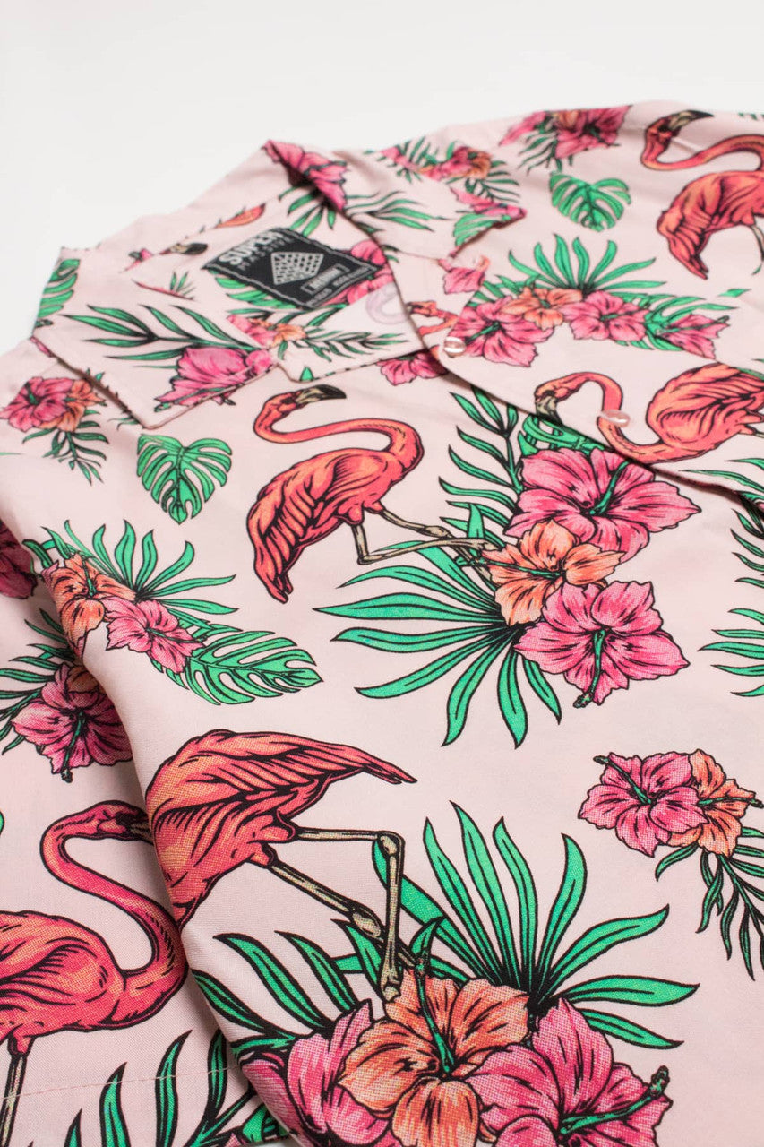 Pink Hibiscus Flamingo Hawaiian Shirt