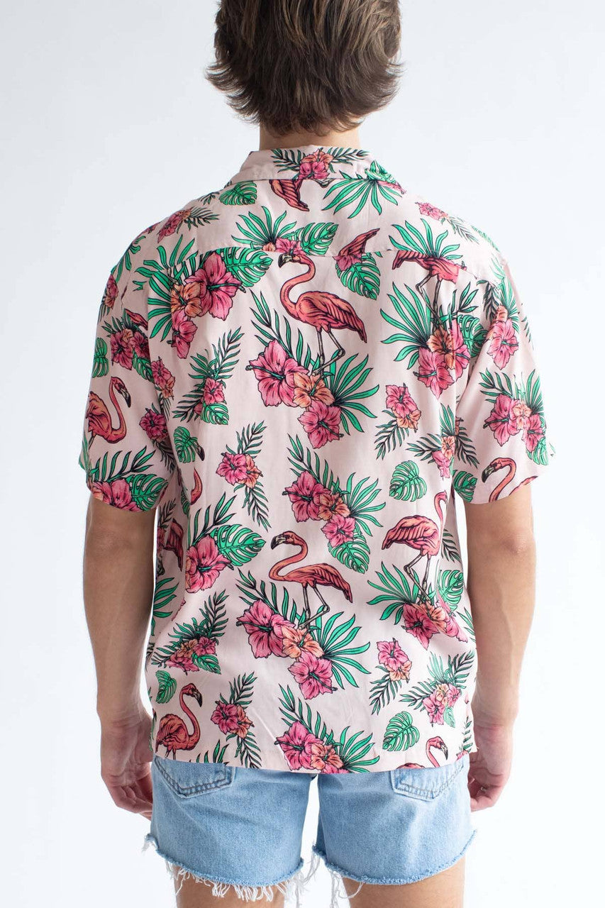 Pink Hibiscus Flamingo Hawaiian Shirt