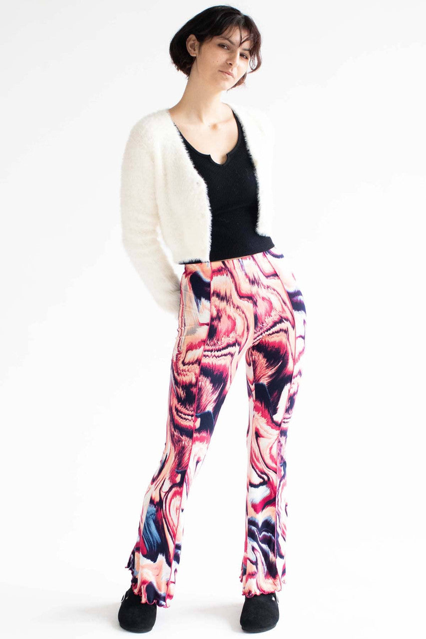 Pink Marble Seamed Bell Bottoms