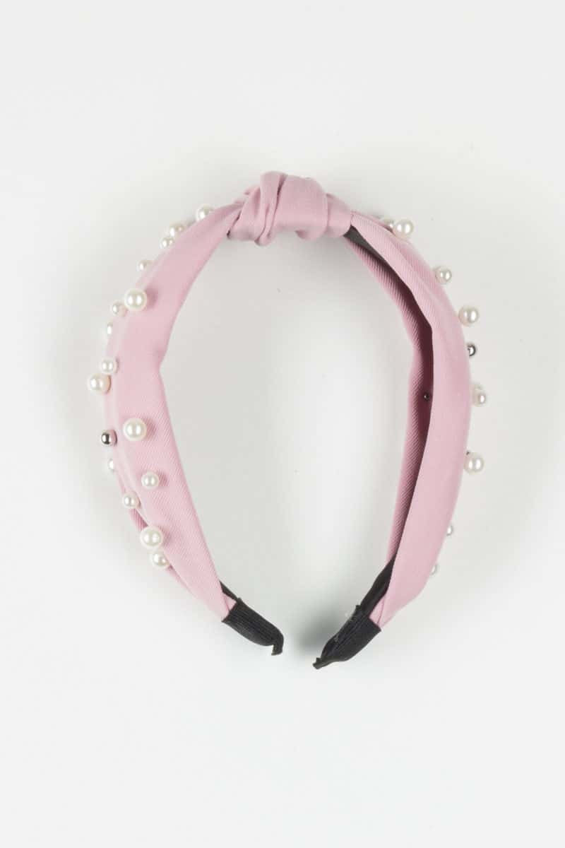 Pink Pearl Knotted Headband