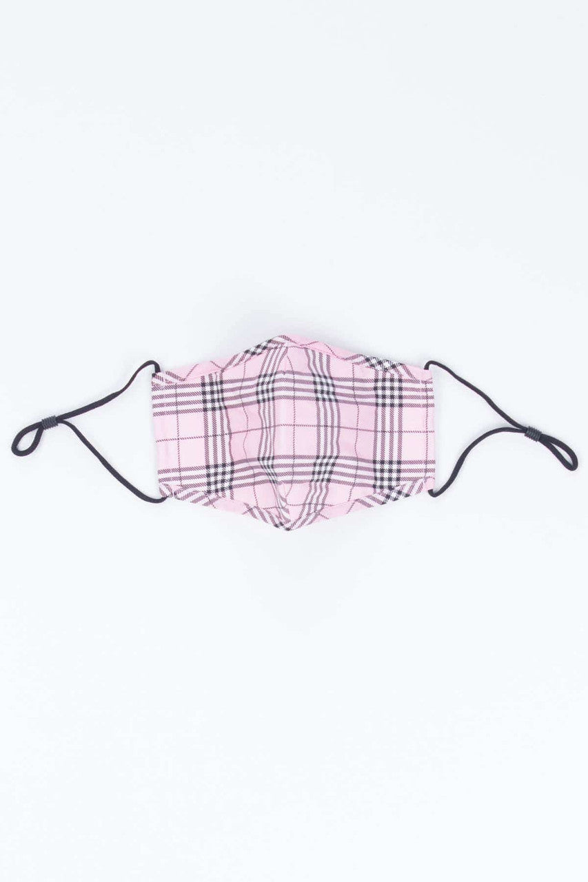 Pink Plaid Face Mask