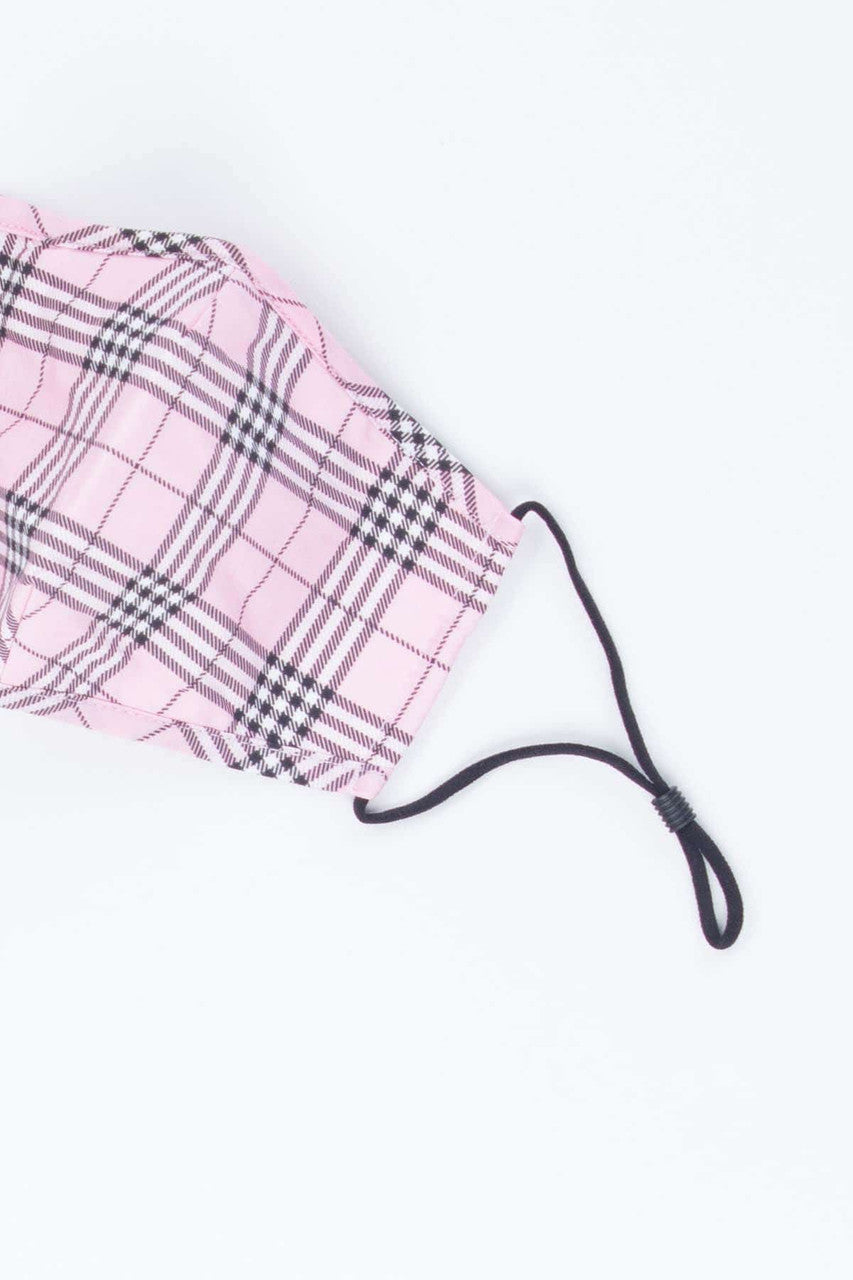 Pink Plaid Face Mask