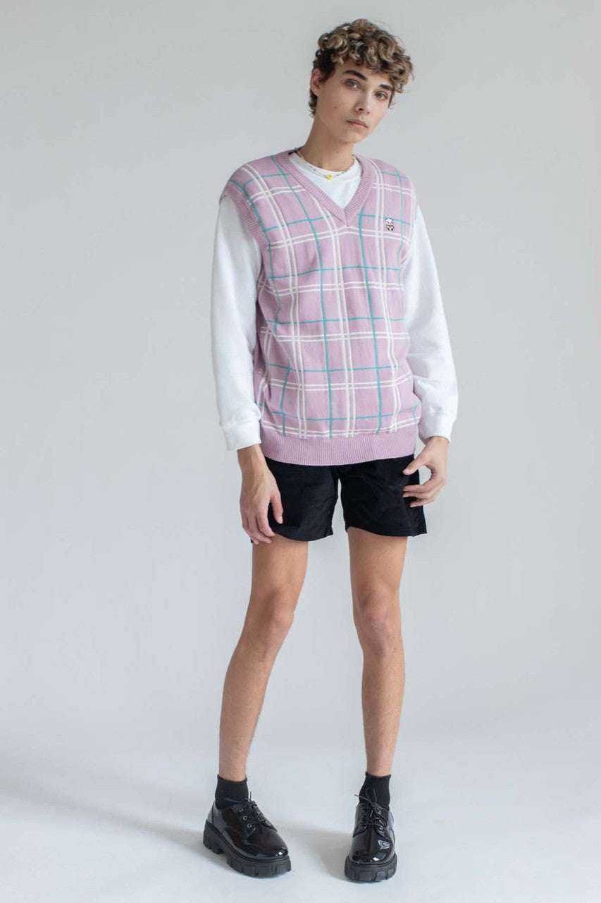 Pink Plaid Sweater Vest