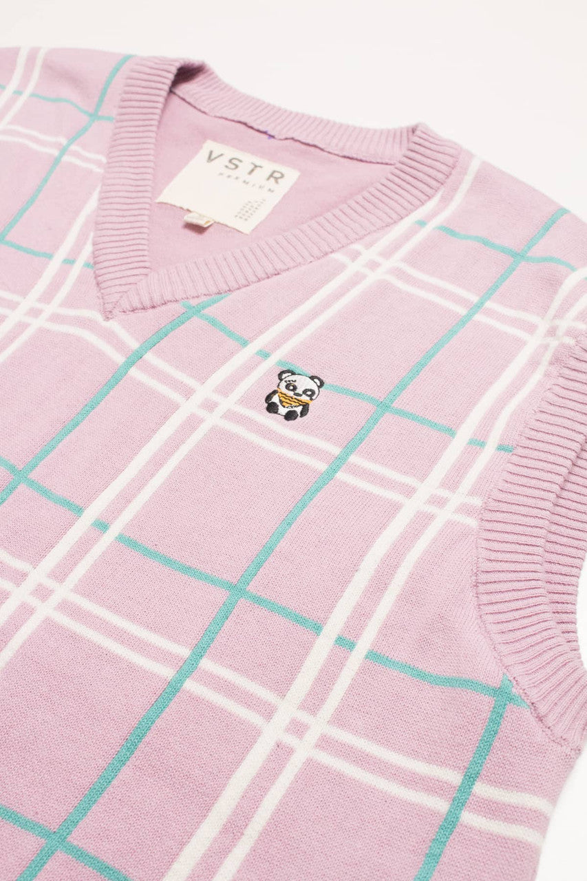 Pink Plaid Sweater Vest