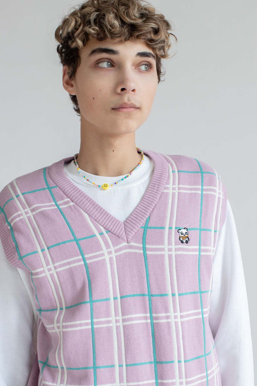 Pink Plaid Sweater Vest
