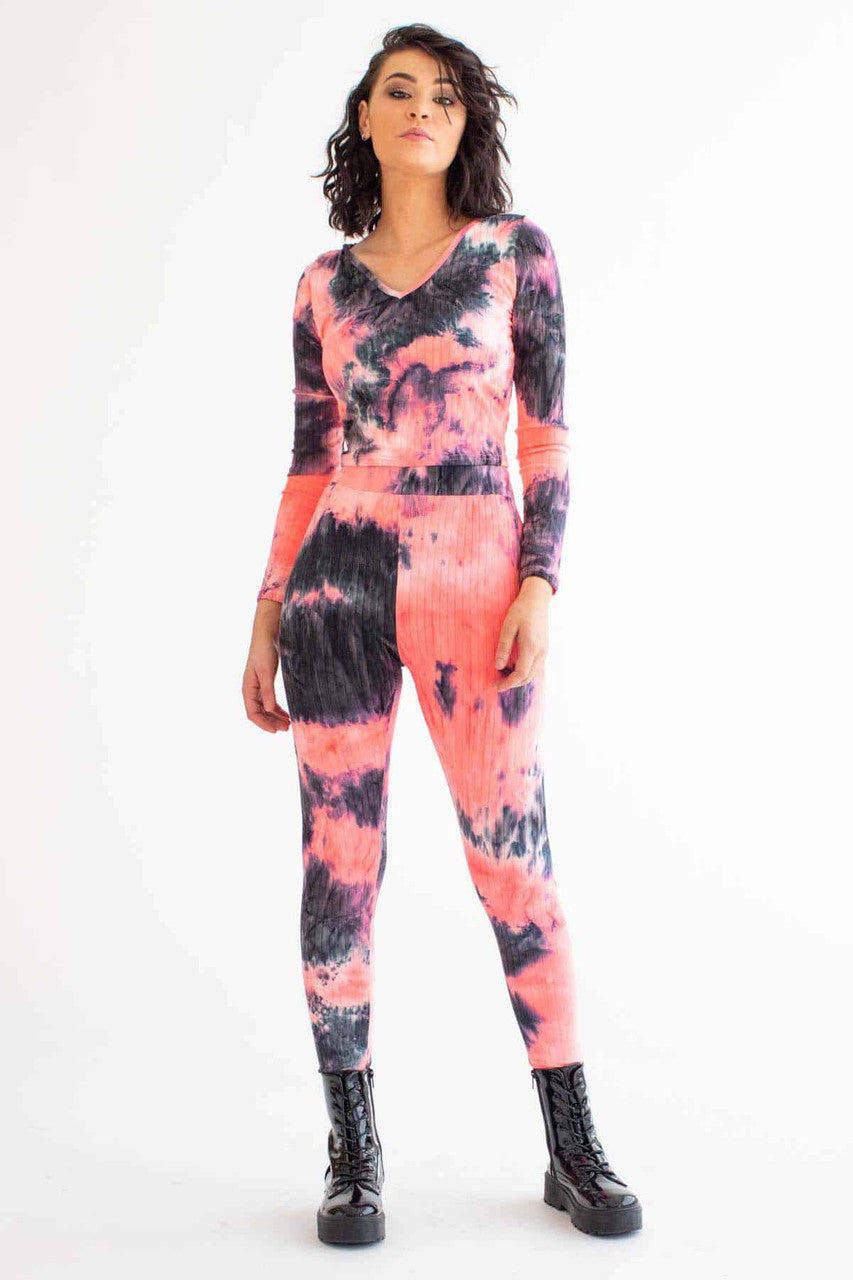 Neon Pink Tie Dye Leggings