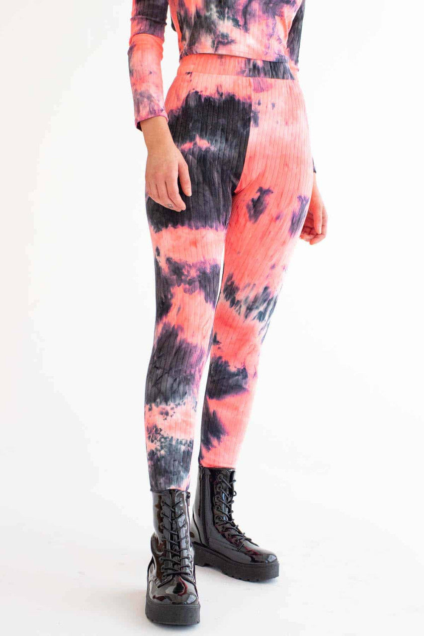 Neon Pink Tie Dye Leggings