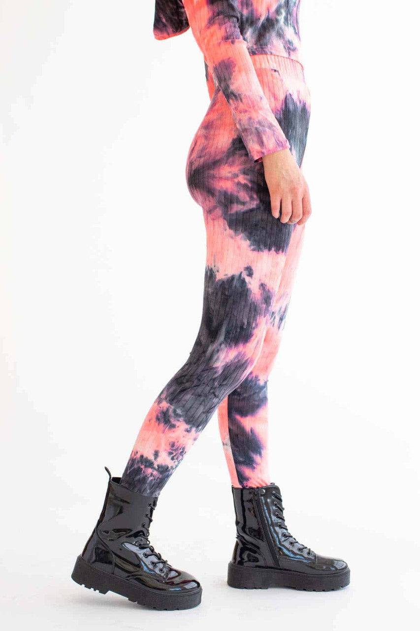 Neon Pink Tie Dye Leggings