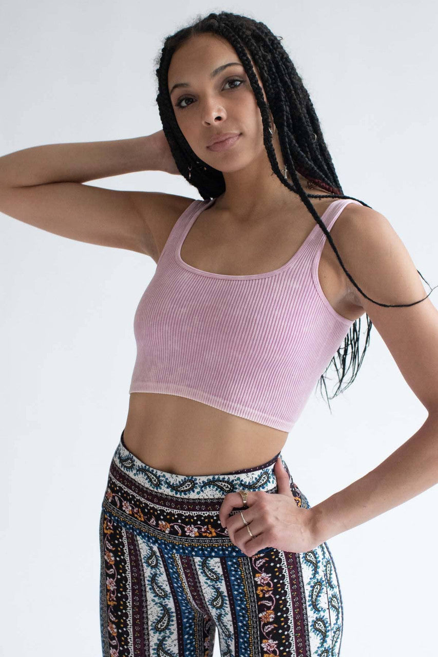 Pink Washed Seamless Crop Tank