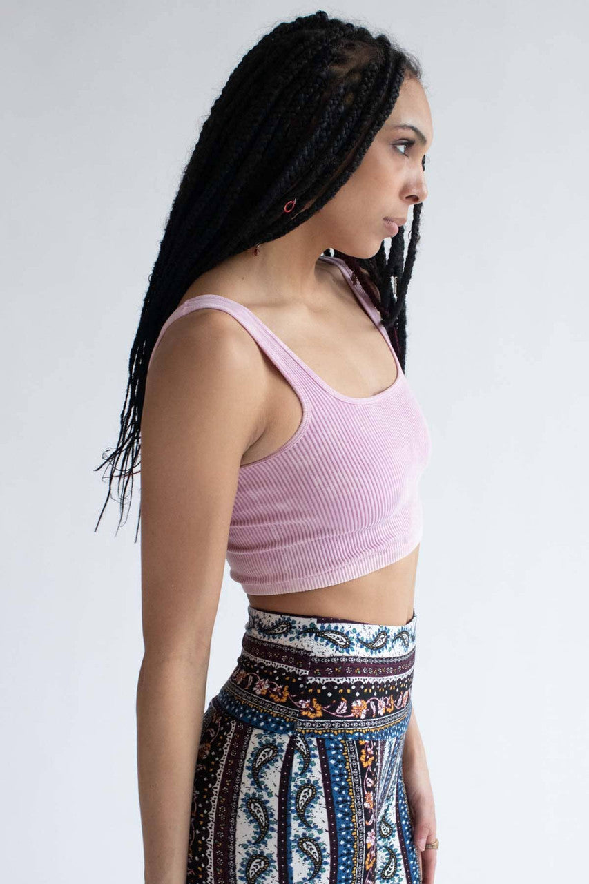 Pink Washed Seamless Crop Tank