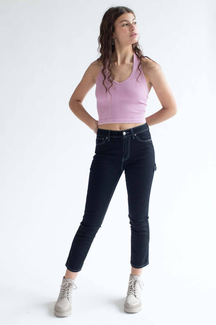Pink Washed Seamless Halter Top