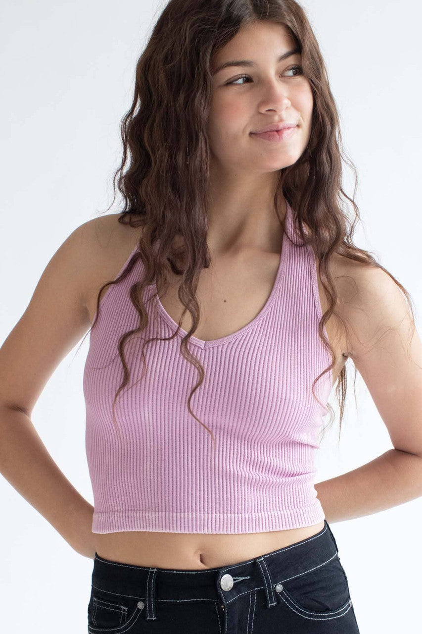 Pink Washed Seamless Halter Top