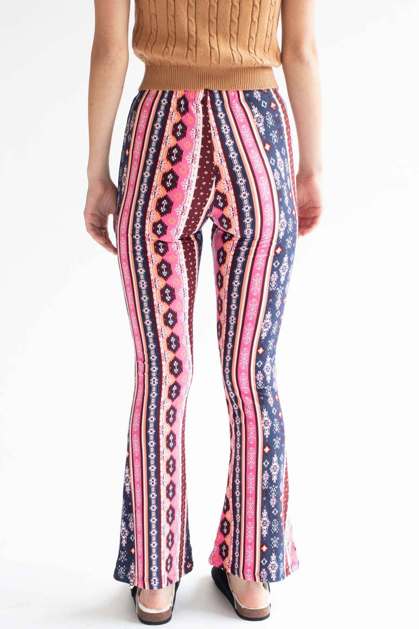 Pink Western Wallpaper Pattern Bell Bottoms
