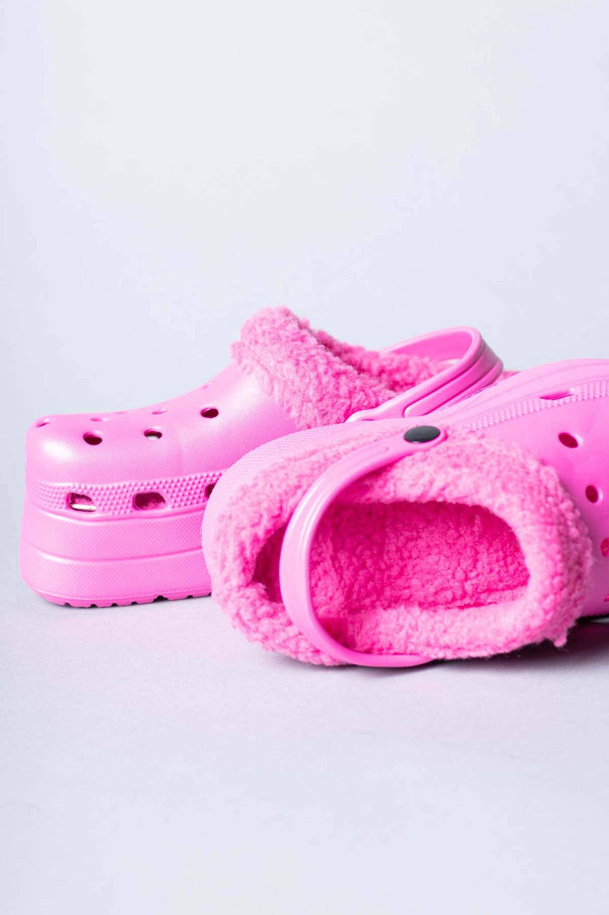 Pink Winter Foam Platform Clogs