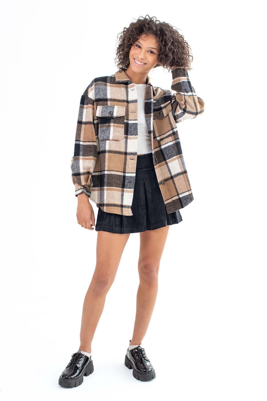 Plaid Brown & Black Shacket