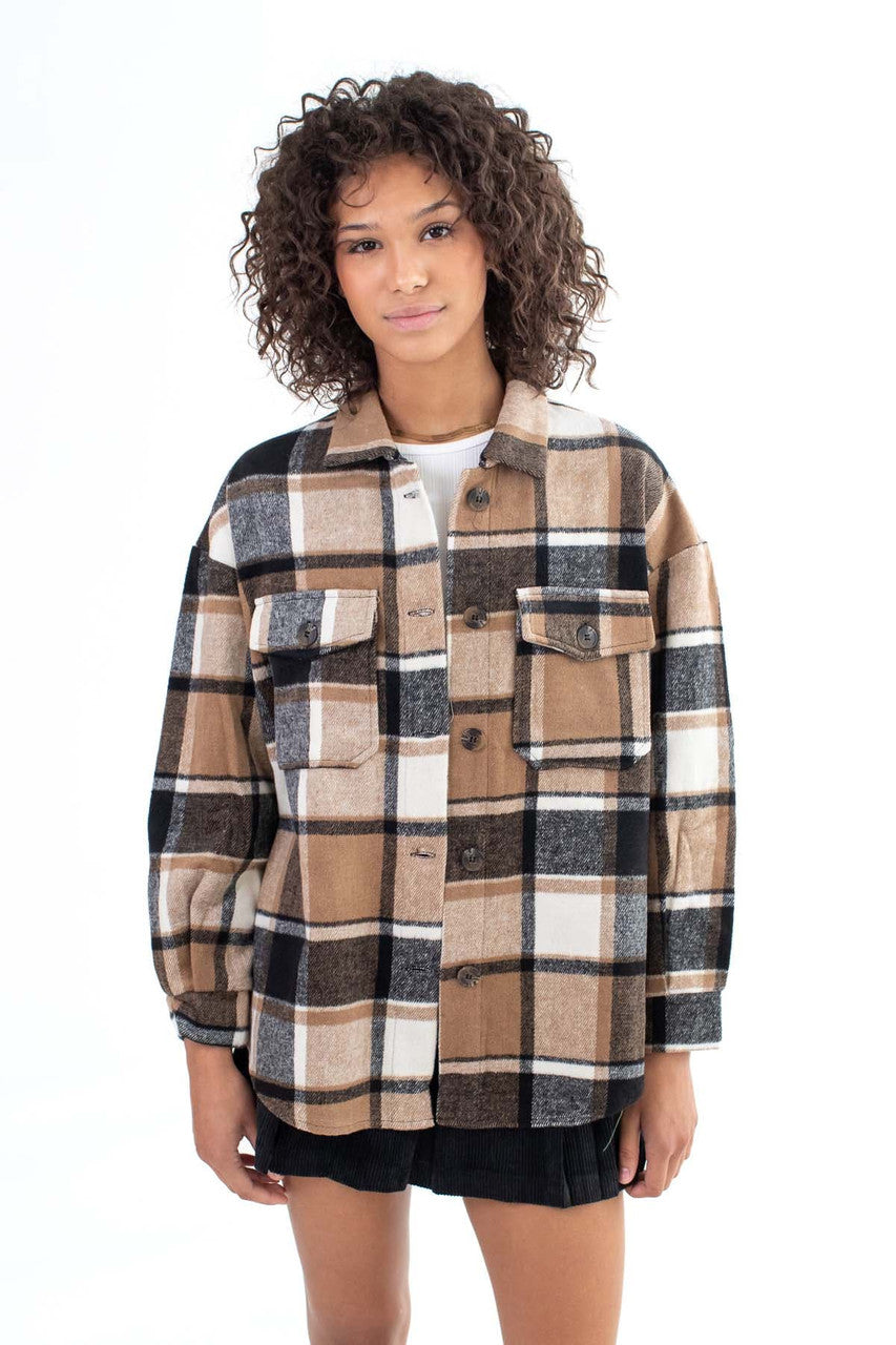 Plaid Brown & Black Shacket