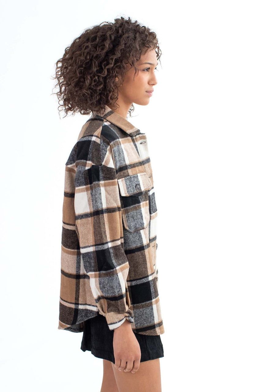 Plaid Brown & Black Shacket