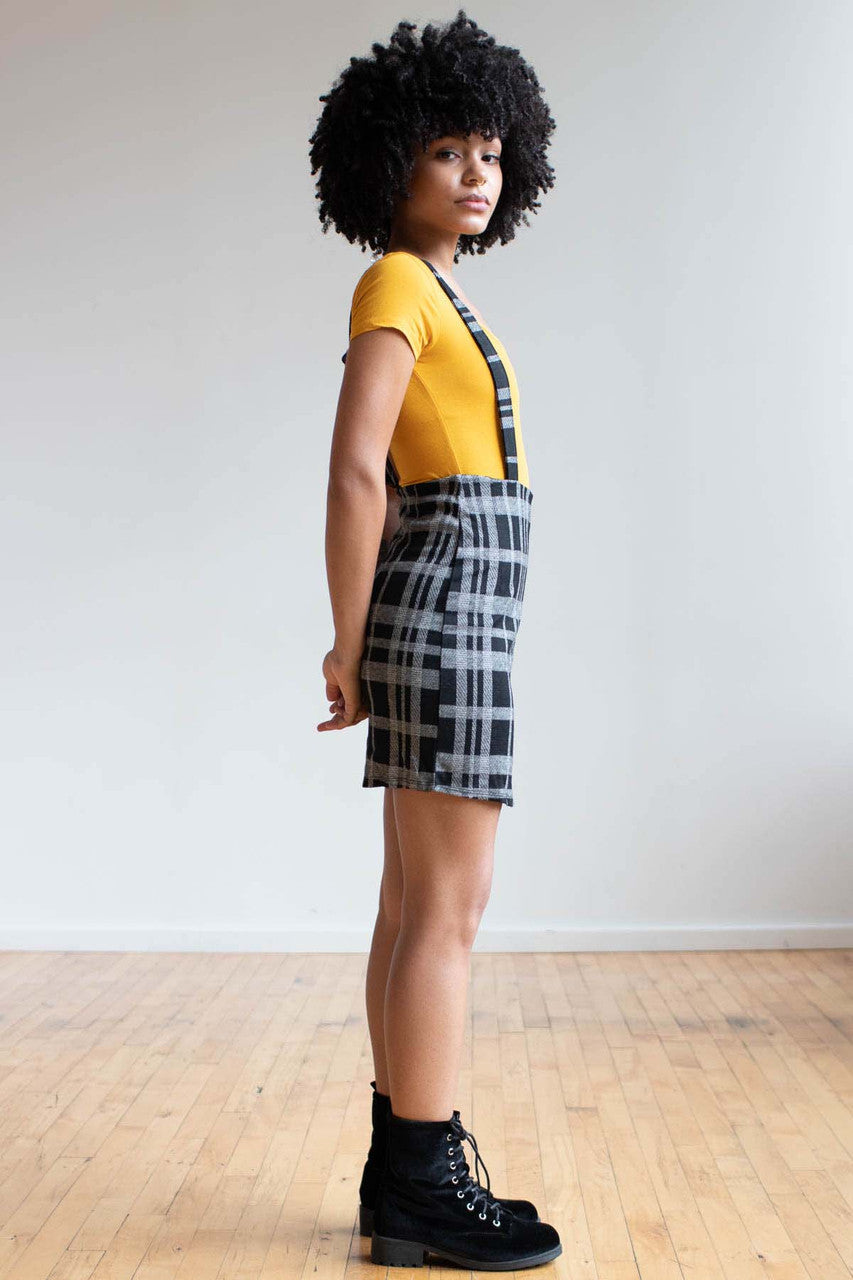 Plaid Suspender Skirt