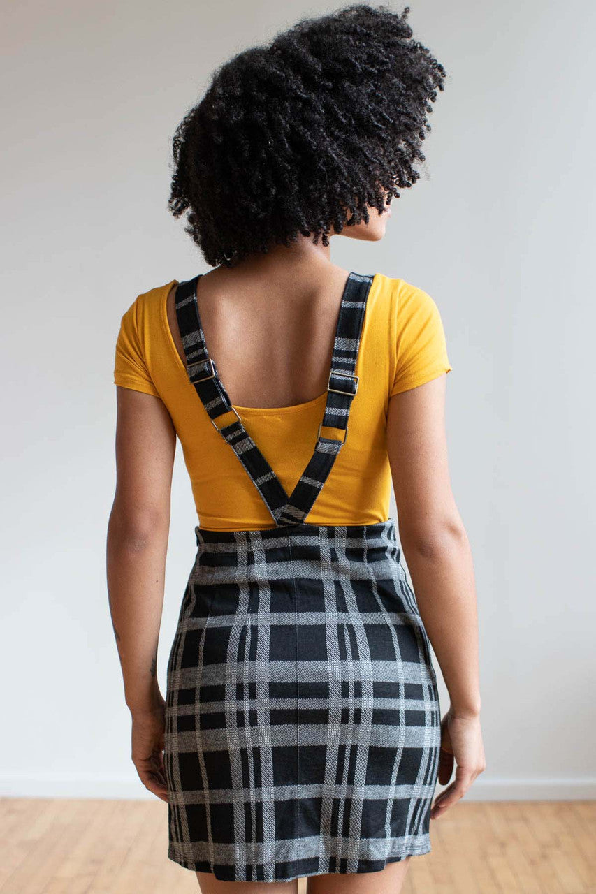 Plaid Suspender Skirt