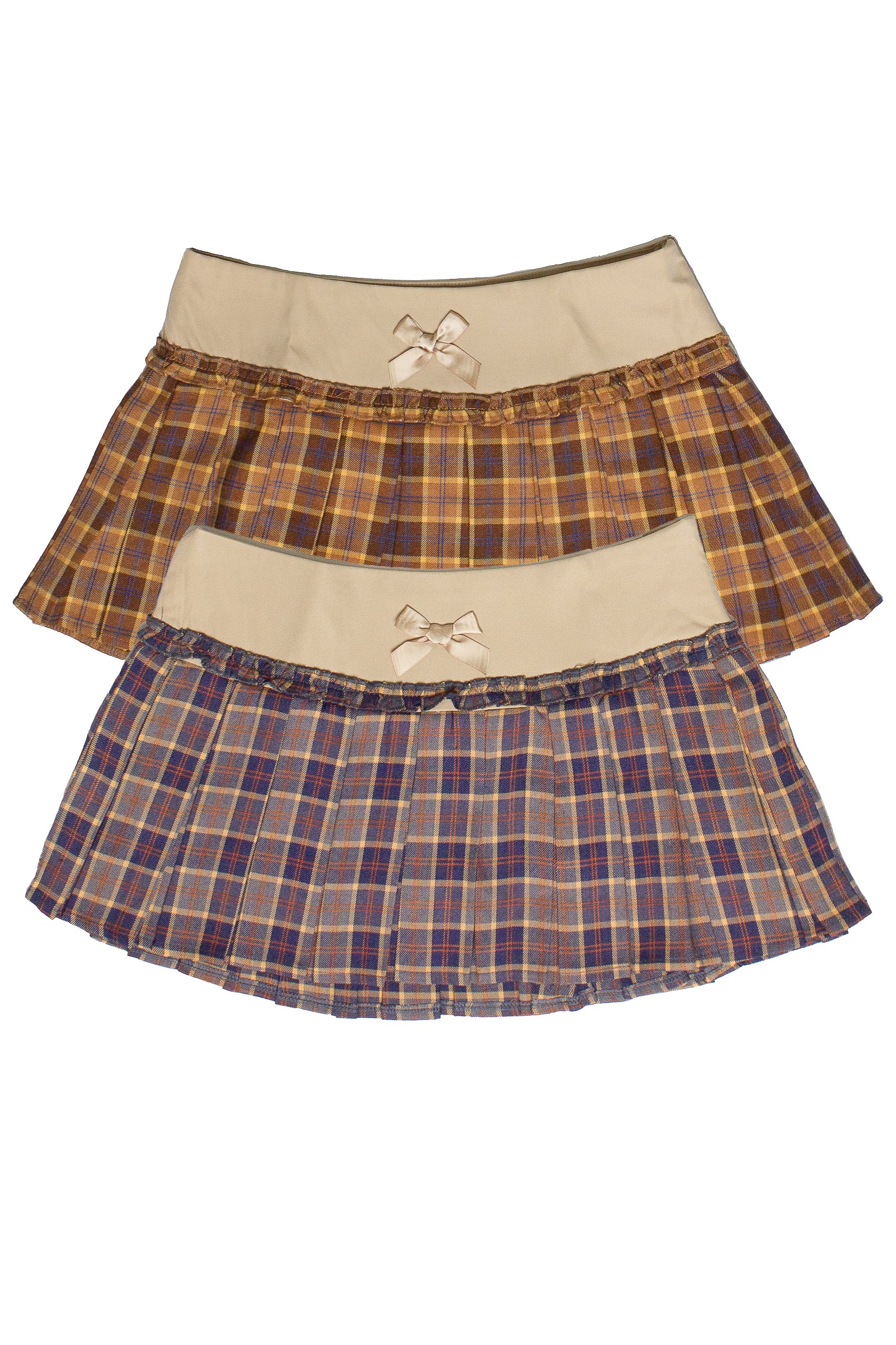 Ribbon Bow Plaid Pleated Skort
