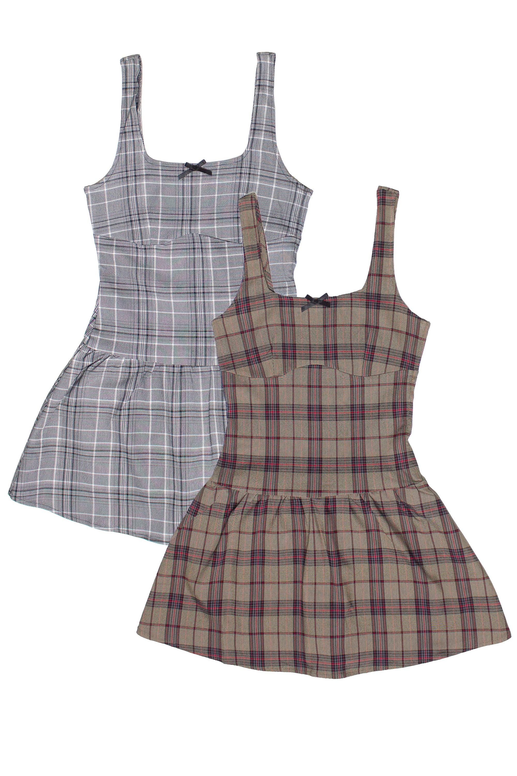 Drop Waist Plaid Mini Skort Dresses