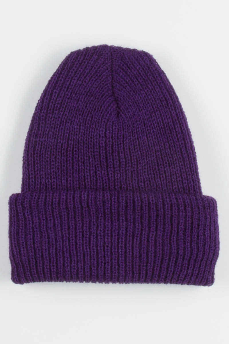 Purple Plain Knit Beanie