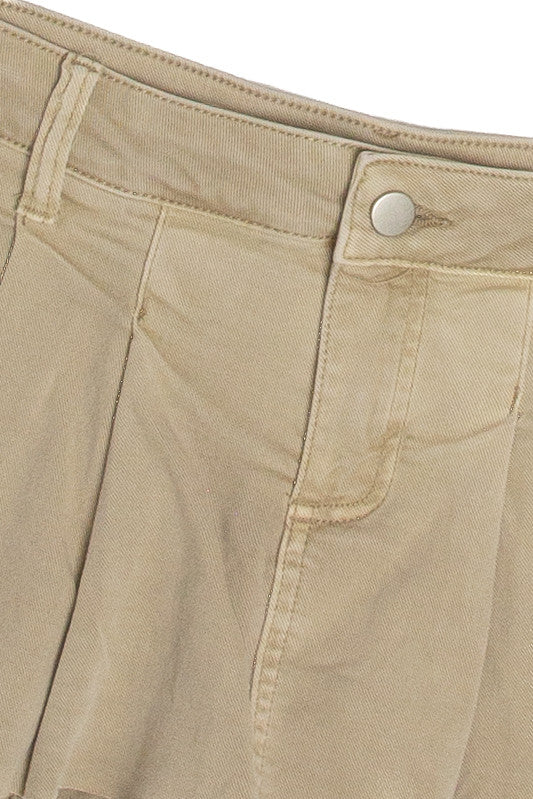 Khaki Pleated Mini Skort