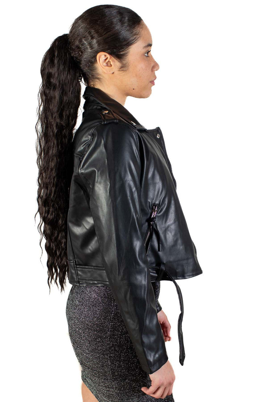 Pleather Cropped Motorcycle Jacket