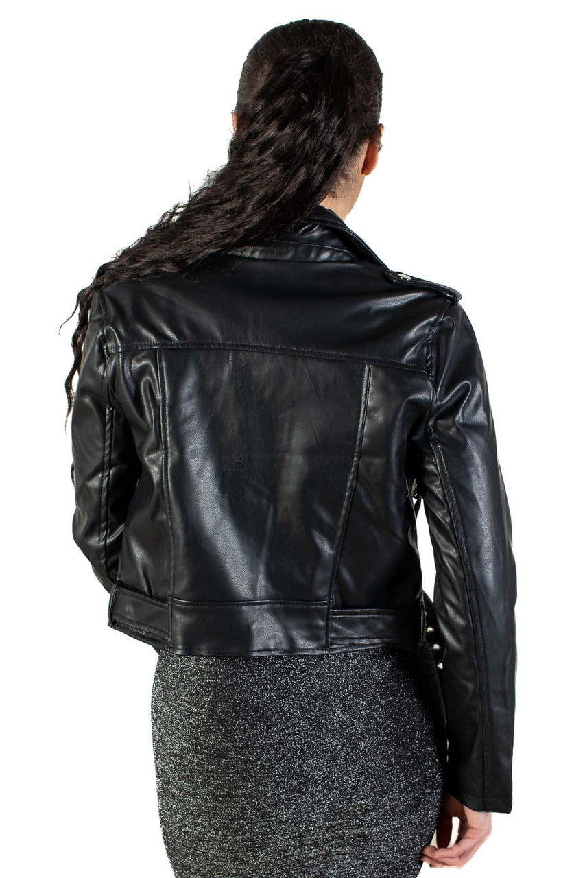 Pleather Cropped Motorcycle Jacket