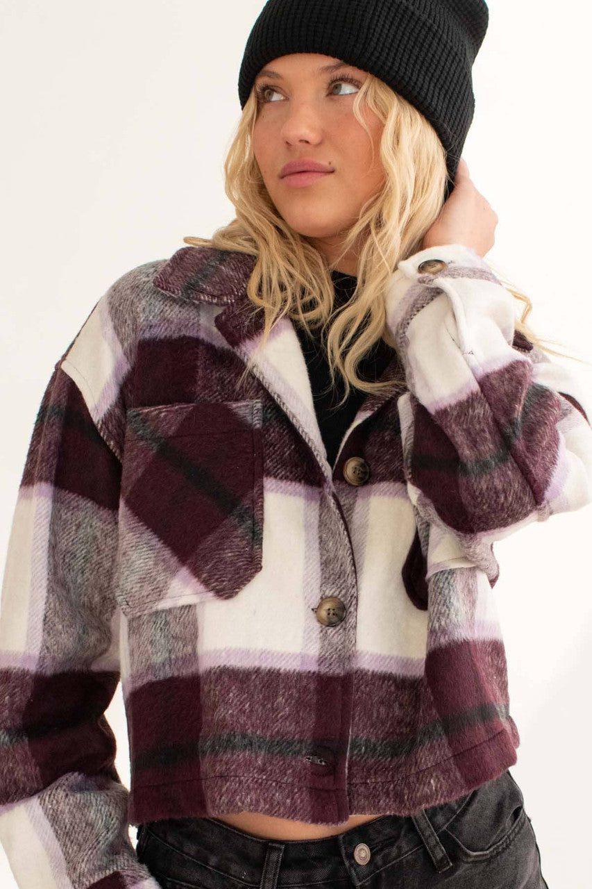 Plum & Violet Plaid Cropped Shacket