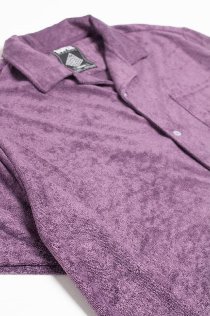 Plum Terry Knit Button Up Shirt