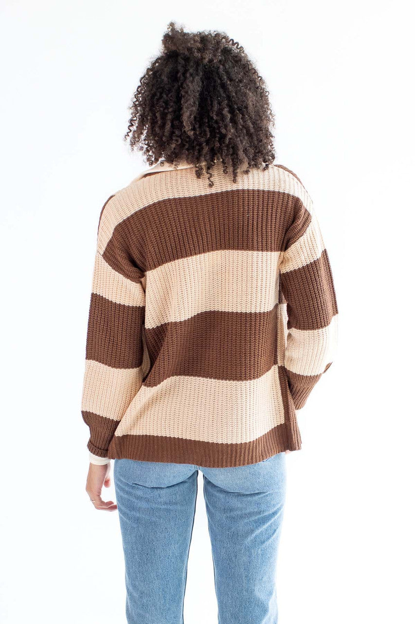 Brown and Beige Check Cardigan