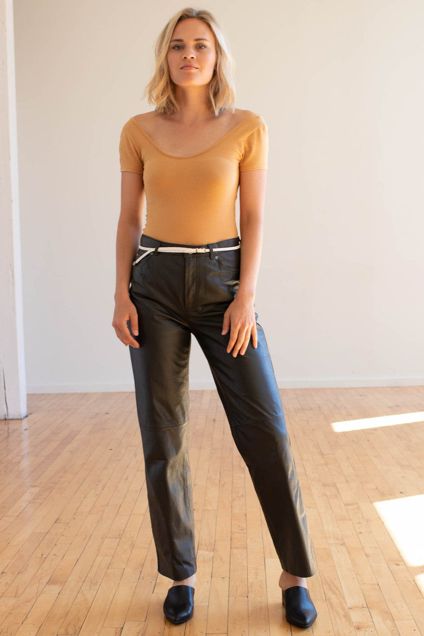 Dark Green Leather Pants (sz. 10)