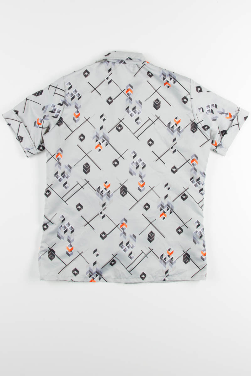 Grey Geometric Button Up