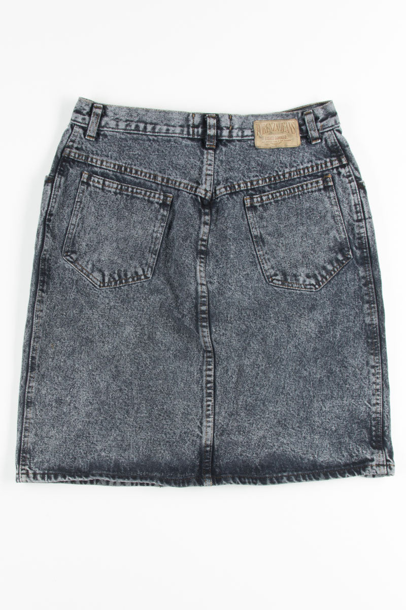 Black Mineral Washed Denim Skirt