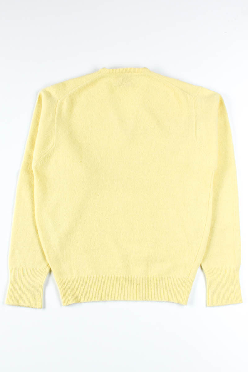 70s Yellow V-Neck Wool Sweater