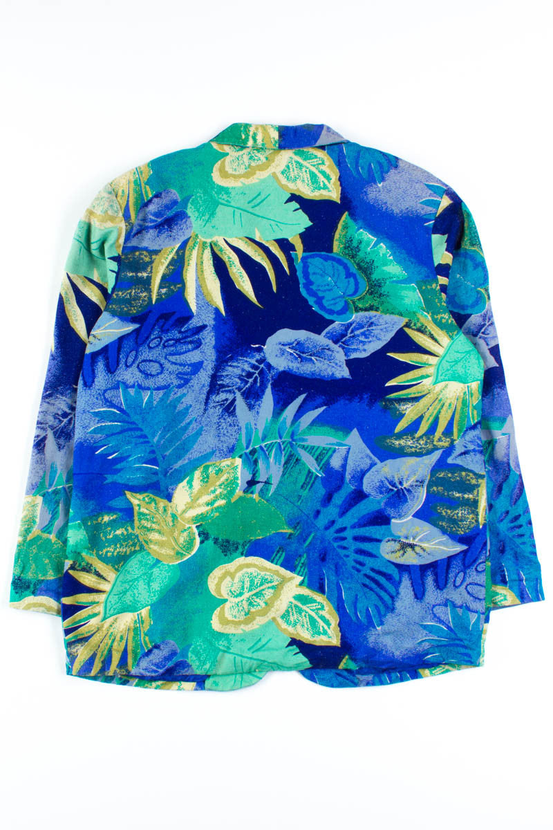 Blue Floral Print Blazer