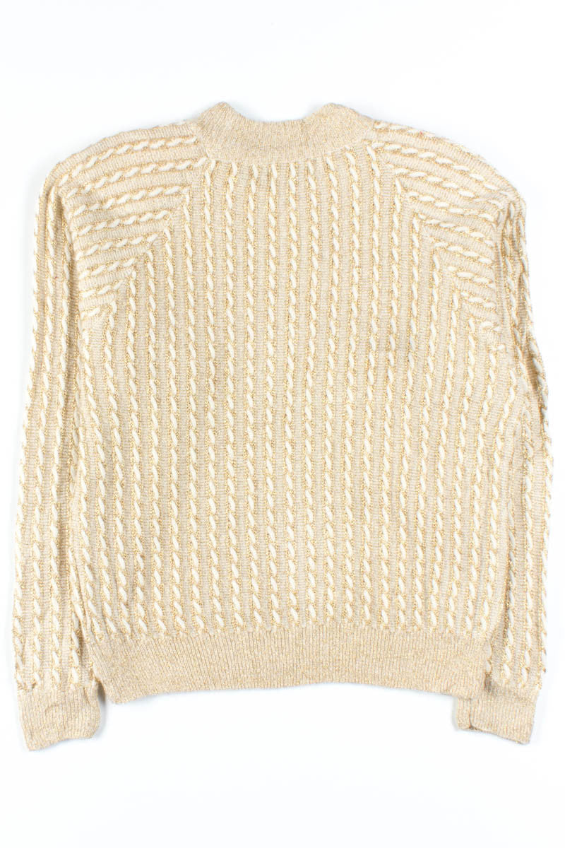 White & Gold Cable Knit Sweater