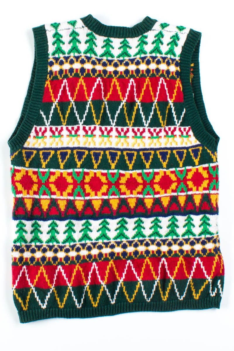 Embroidered Button Up Sweater Vest