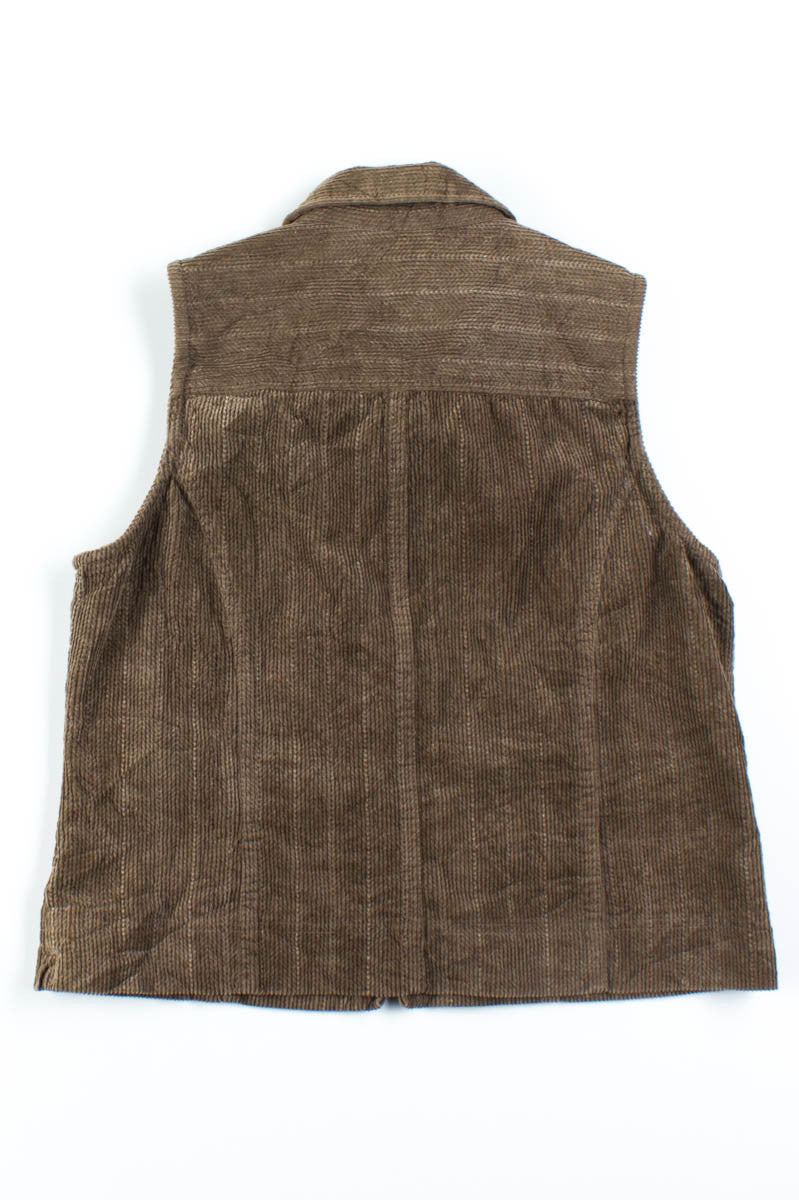 Brown Corduroy Zip Up Vest