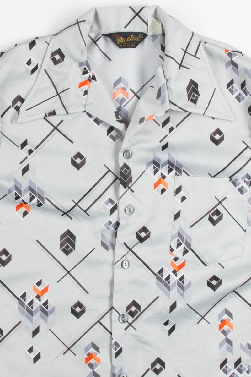 Grey Geometric Button Up