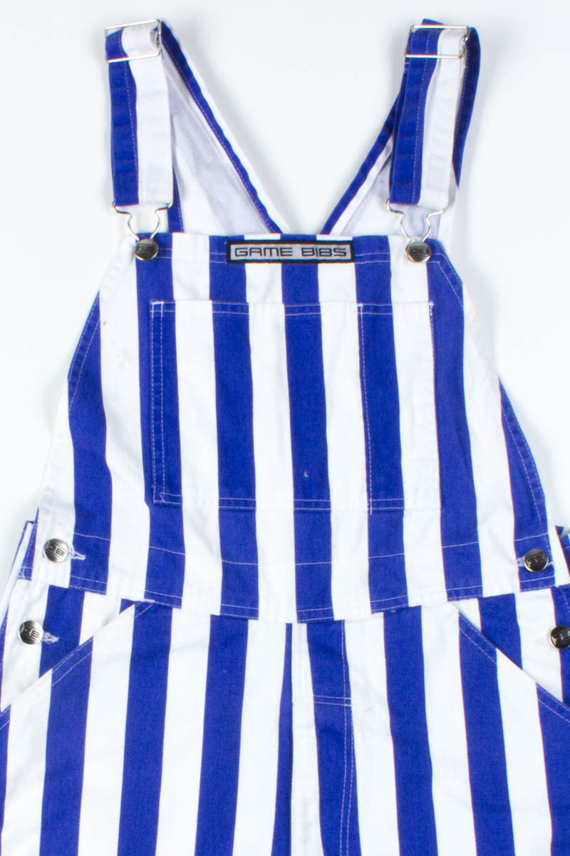 Blue & White Striped Overalls