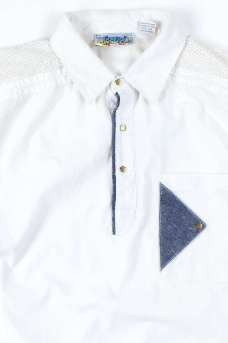 White Mesh Shoulder Polo