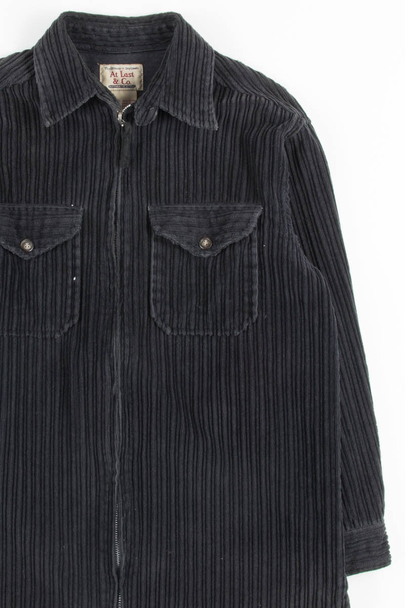 Grey Zip Up Corduroy Shirt
