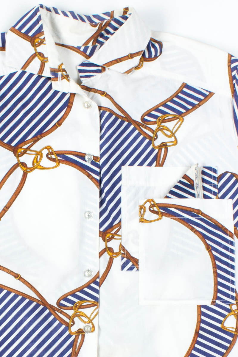 Belts Patterned Button Up Shirt