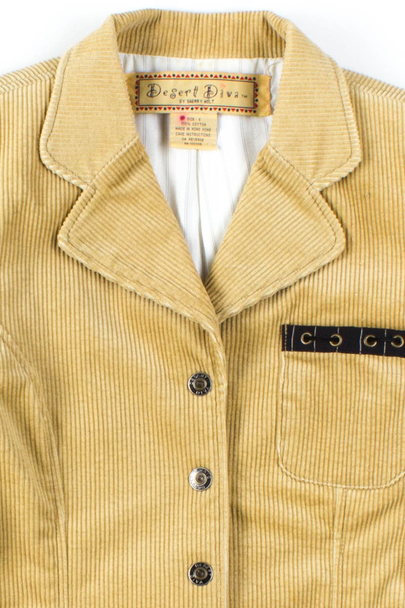 Lace Sleeve Corduroy Blazer