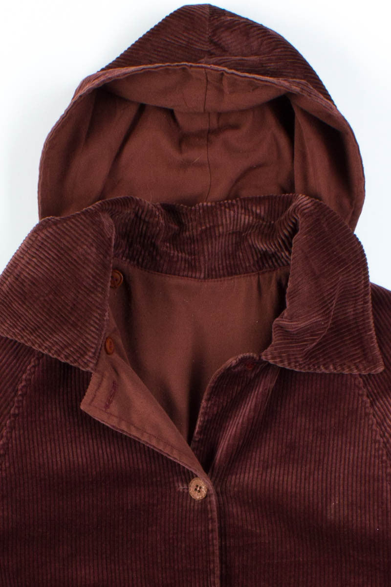 Burgundy Hooded Corduroy Jacket