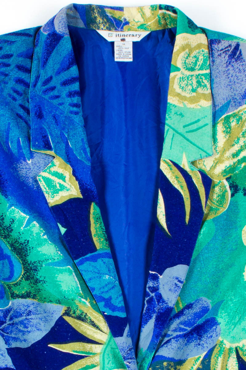 Blue Floral Print Blazer