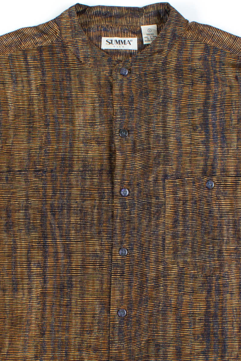 Black & Brown Striped Silk Shirt