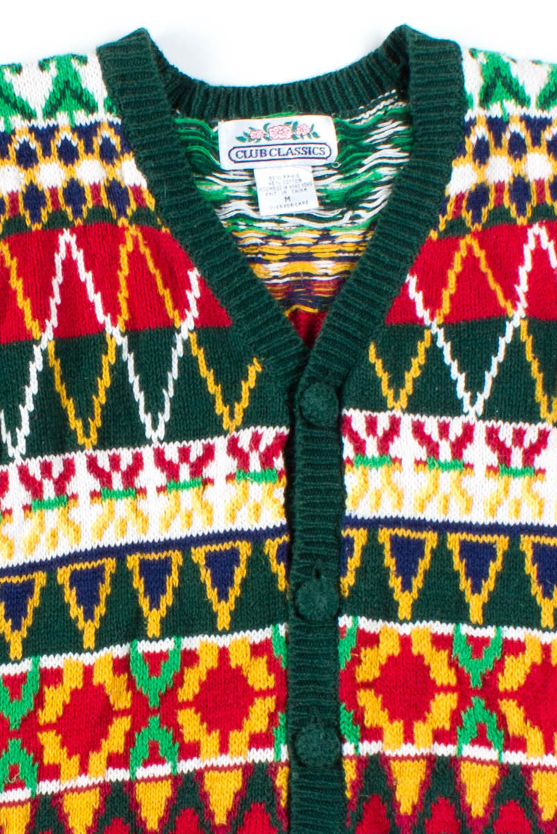 Embroidered Button Up Sweater Vest